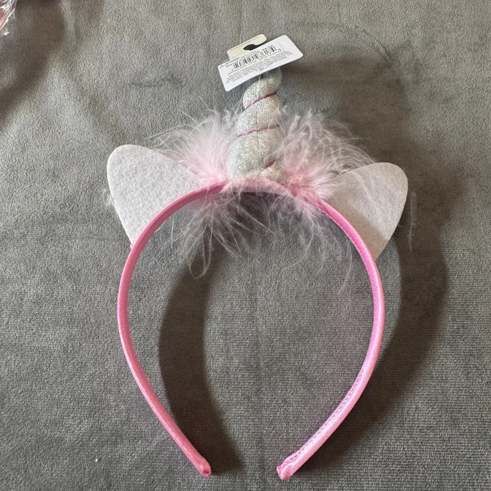 OshKosh Kids 6pc Headband Hat Clip Set OS Pink Glitter Unicorn Party Birthday